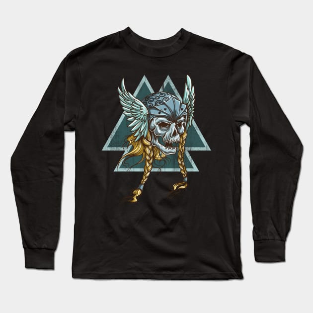 Viking Valkyrie and Valknut Long Sleeve T-Shirt by LittleBean